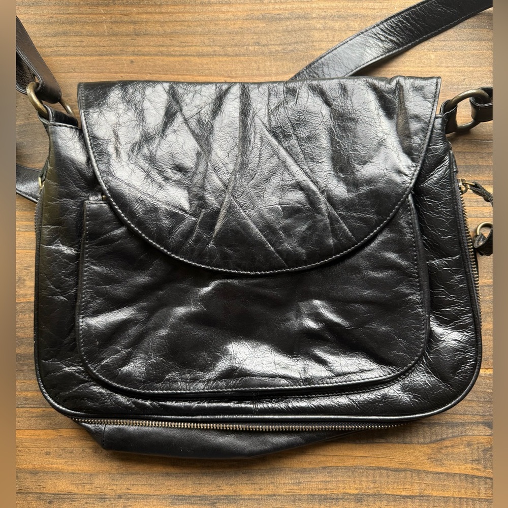 Latico Black Leather Crossbody Bag